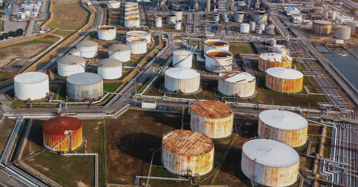 oil and gas storage with rust