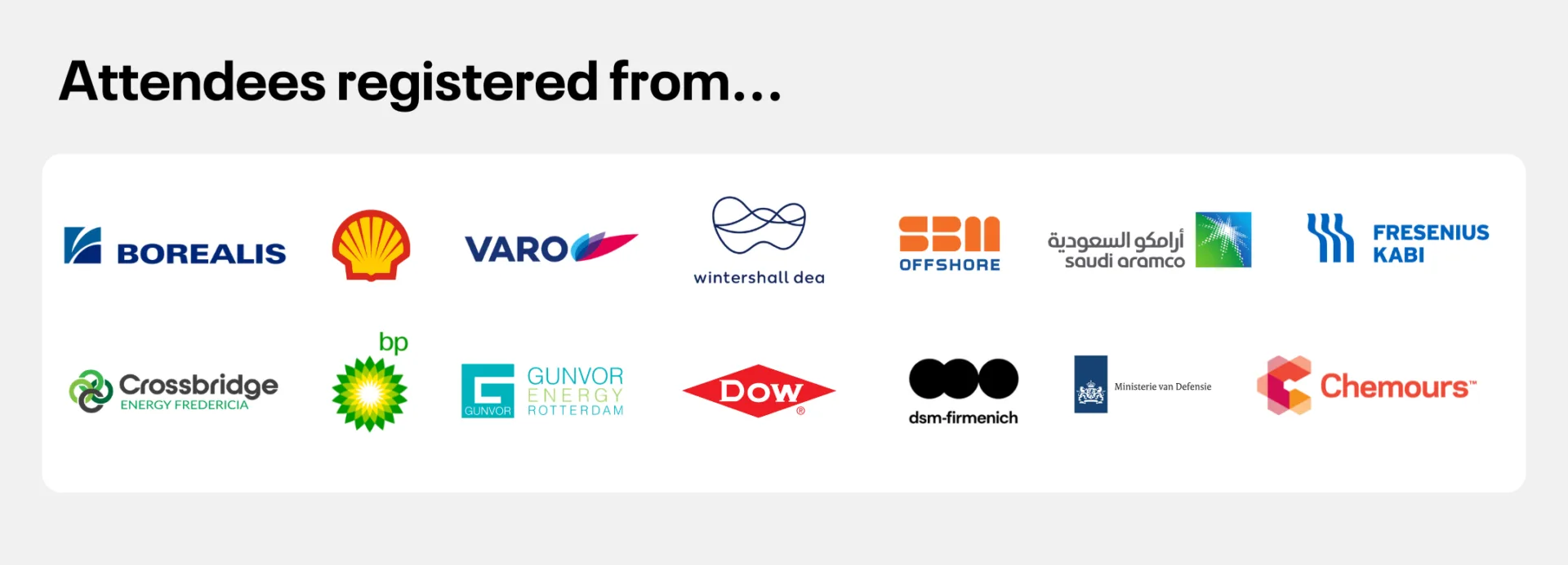 join other industry leaders at the reliability and integrity summit, such as shell, bp, varo and saudi aramco.