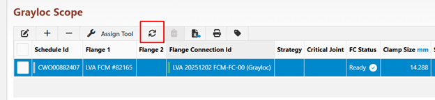synchronize design data of flange/ grayloc with the new sync button