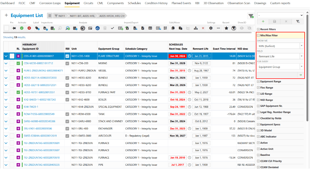 filter based on most numeric or date fields