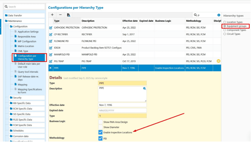 option 'enable inspection locations' under settings to toggle this feature