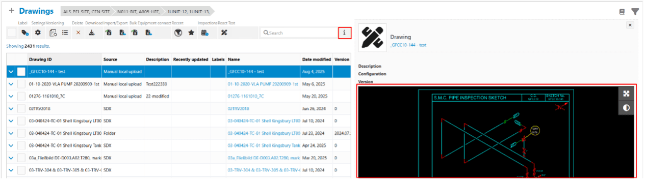 preview your drawing attachment from the main grid