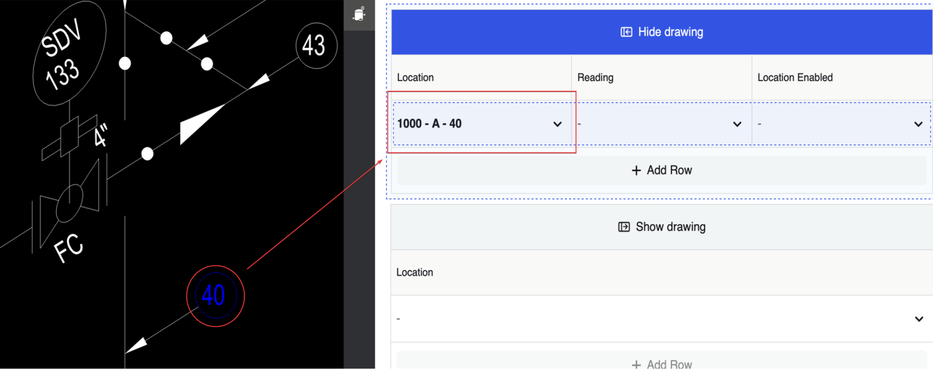 integrate drawings in dynamic forms tables